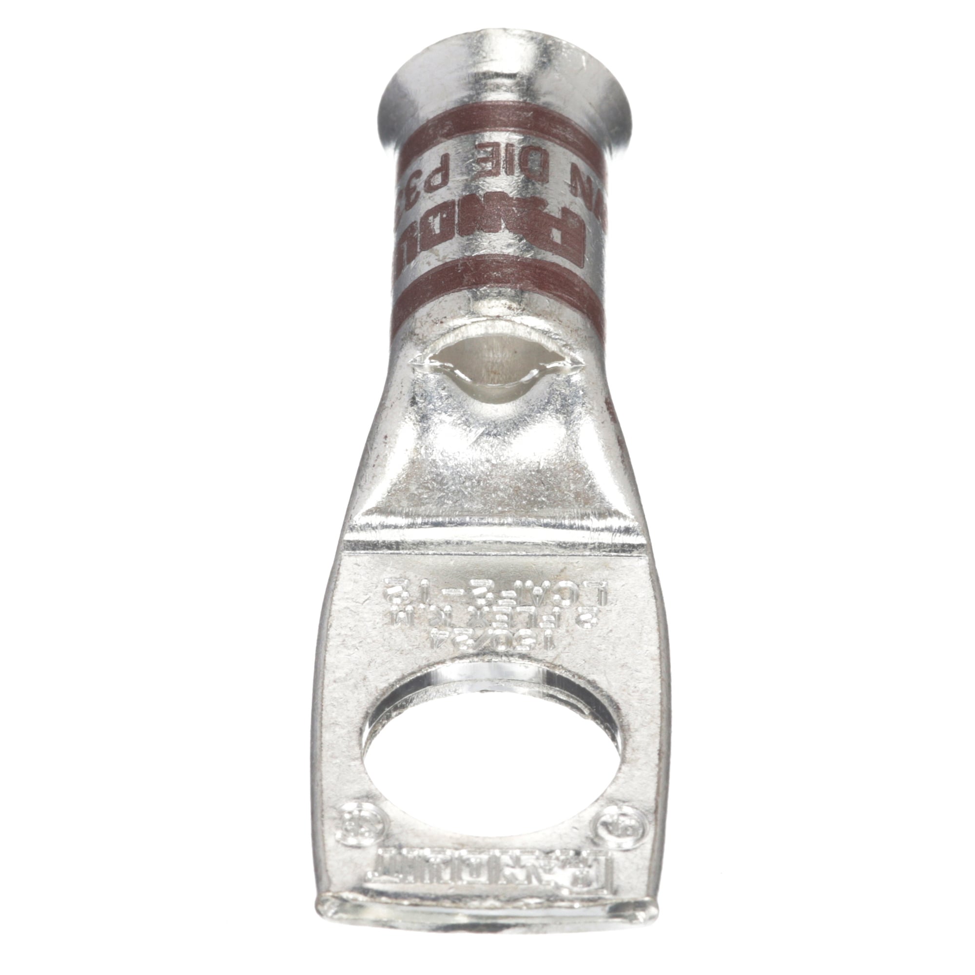 LCAF2-12-E Pan-Lug 1-Hole Compression Connector Lug, 2 AWG Copper Conductor, Die Code: P33, 42.767 in Stud, Tin Plated Copper