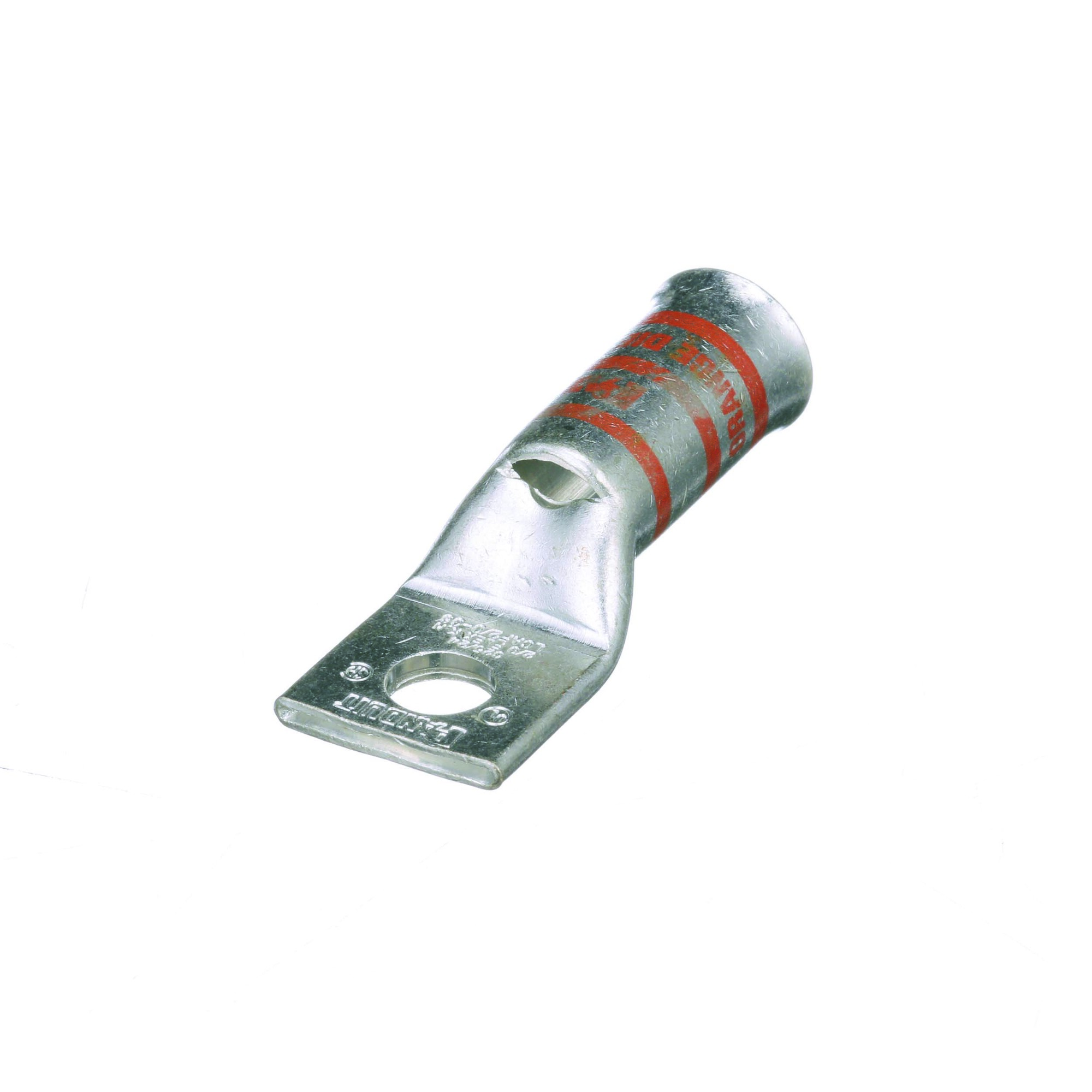 LCAF2/0-38-X Pan-Lug 1-Hole Compression Connector Lug, 2/0 AWG Flexible Copper Conductor, Die Code: P50, 42.95 in Stud, Tin Plated Copper