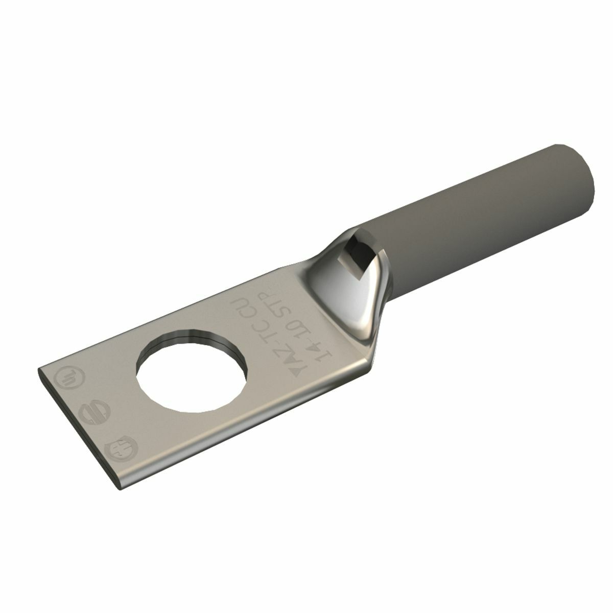 YAZV10TC14 1-Hole Uninsulated Compression Lug With Inspection Window, 14 to 10 AWG Solid/Stranded Copper Conductor, 1/4 in Stud, Tin Plated Copper