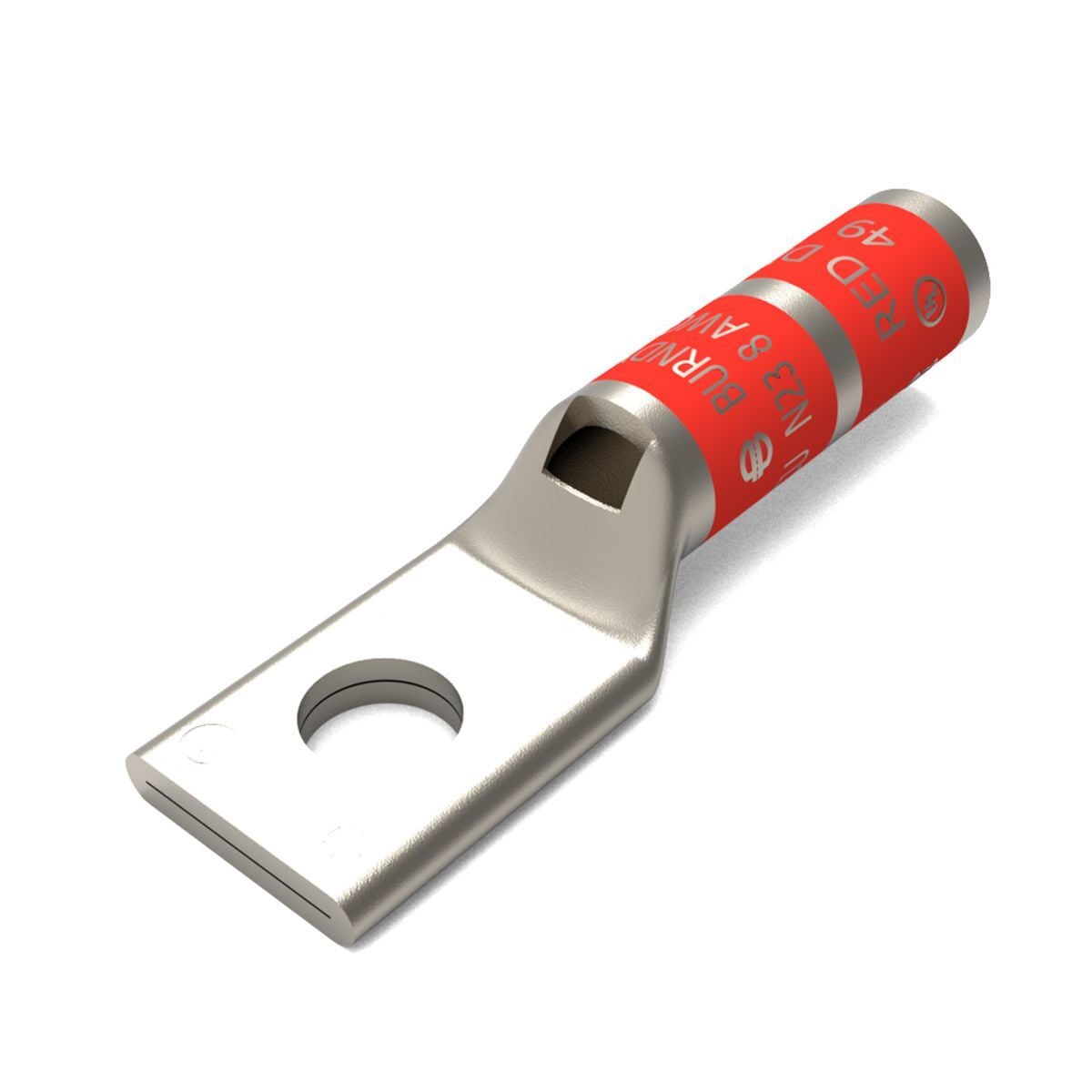 YAZ8CTC38 1-Hole Uninsulated Compression Lug With Inspection Window, 8 AWG Stranded Copper Conductor, Die Code: 49, 3/8 in Stud, Tin Plated Copper