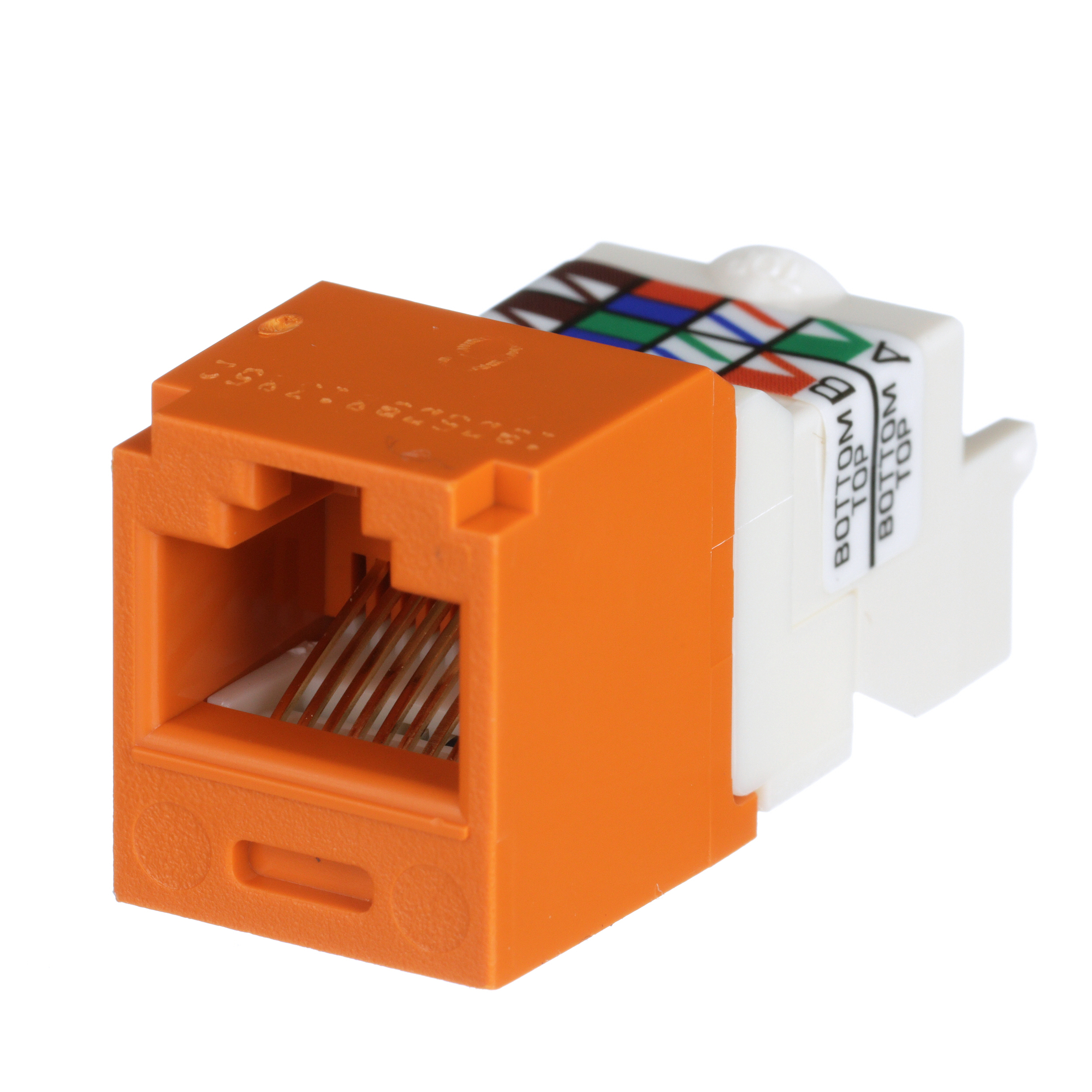 CJ688TPOR PanNet TX6 Plus 1-Slot 8-Position 8-Wire Universal TP Style Unshielded Jack Module, Cat 6 RJ45/Mini-Com Module, Surface Mount, 1 Port, ABS/Polycarbonate, Orange