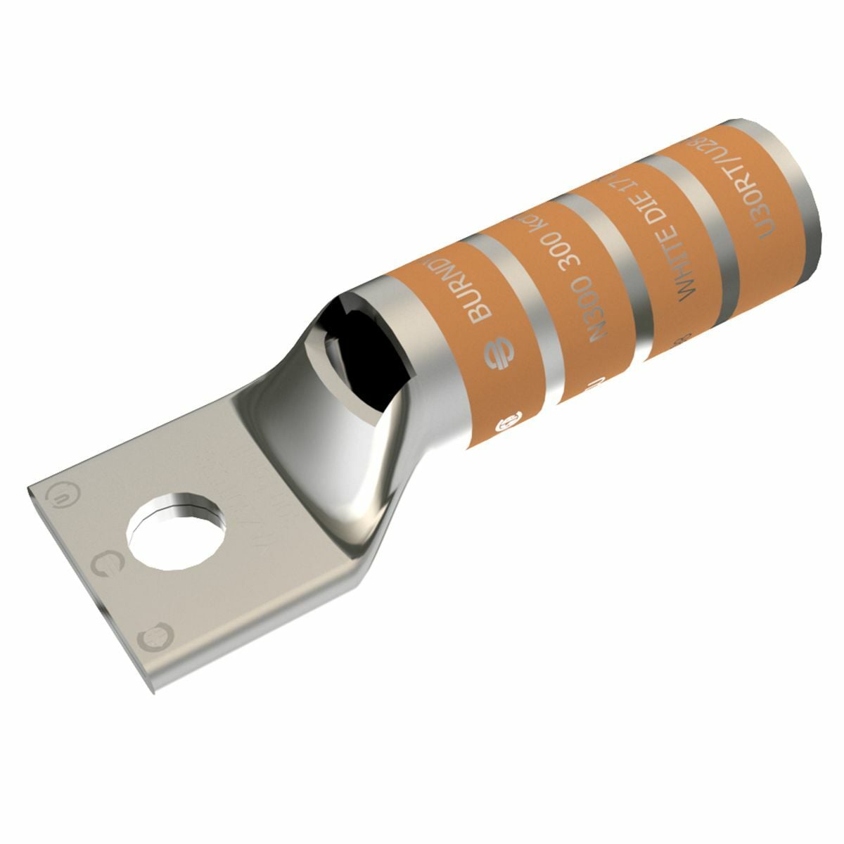 YAZ27TC12 1-Hole Compression Lug Connector Inspection Window With Inspection Window, 3/0 AWG, Die Code: 14, 1/2 in Stud, Tin Electro Plated Copper