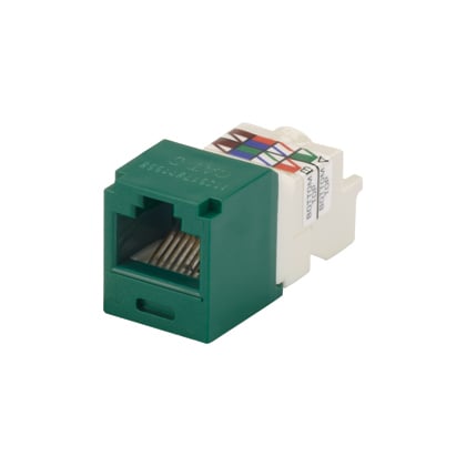 CJ688TPGR PanNet TX6 Plus 1-Slot 8-Position 8-Wire Universal TP Style Unshielded Jack Module, Cat 6 RJ45/Mini-Com Module, Surface Mount, 1 Port, ABS/Polycarbonate, Green
