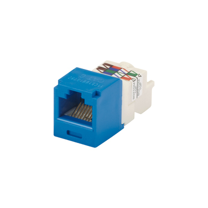 CJ688TPBU PanNet TX6 Plus 1-Slot 8-Position 8-Wire Universal TP Style Unshielded Jack Module, Cat 6 RJ45/Mini-Com Module, Surface Mount, 1 Port, ABS/Polycarbonate, Blue