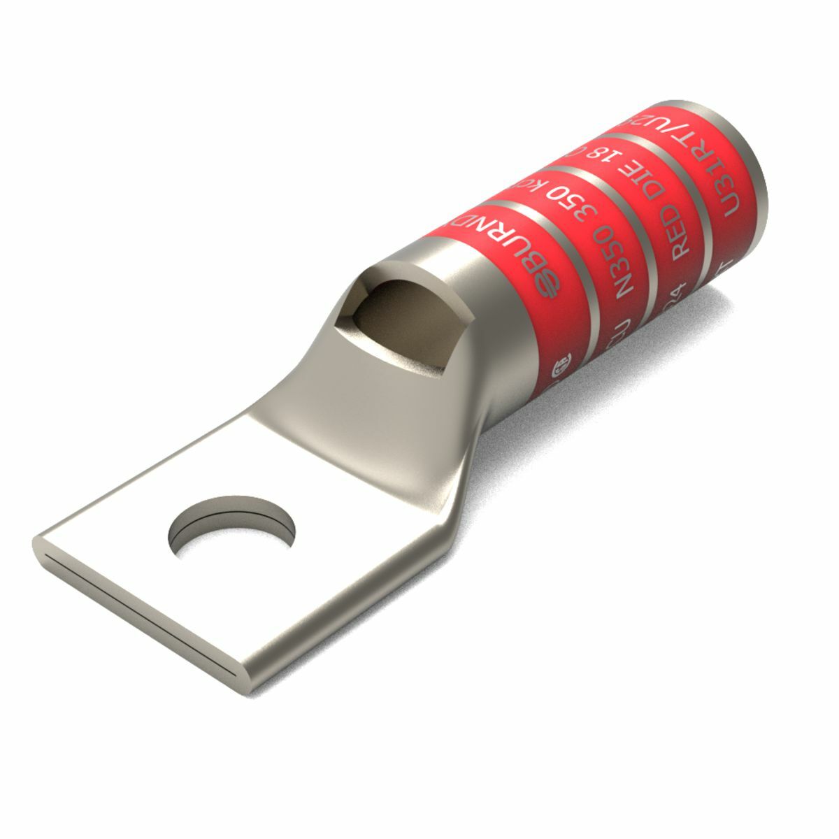 YAZ31TC38 1-Hole Uninsulated Compression Lug With Inspection Window, 350 kcmil Stranded Copper Conductor, Die Code: 18/324, 3/8 in Stud, Tin Plated Copper