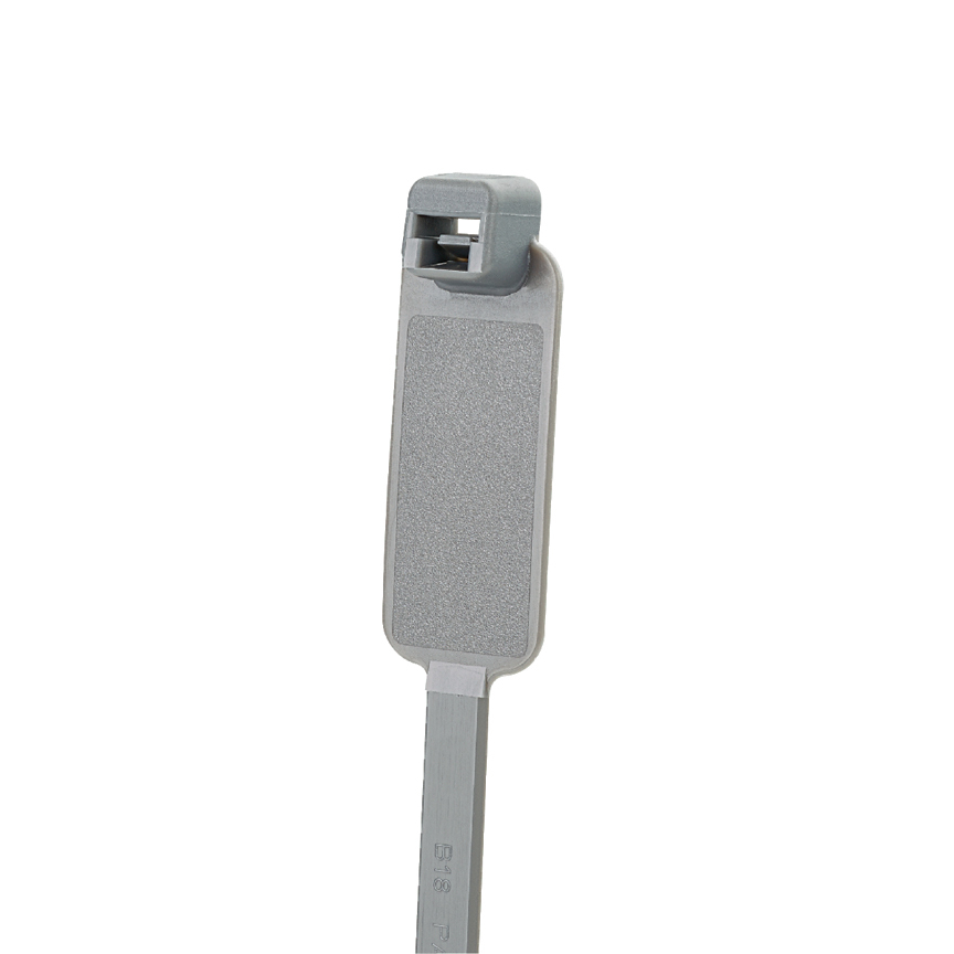 PLM2S-D8 Pan-Ty PLM Cross Section Standard Wrap Marker Cable Tie, 7.4 in L x 0.19 in W x 0.05 in THK, Gray, Nylon 6.6