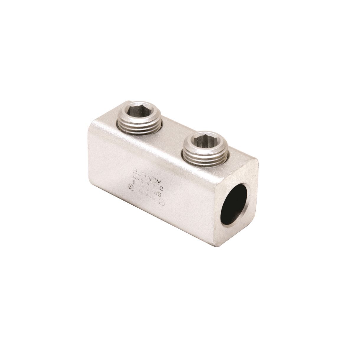 AMS2 Dual Rated Non-Insulated Mechanical Splicer/Reducer Connector, 14 to 2 AWG Solid/Stranded Aluminum/Copper Conductor, 2 Screws, Aluminum