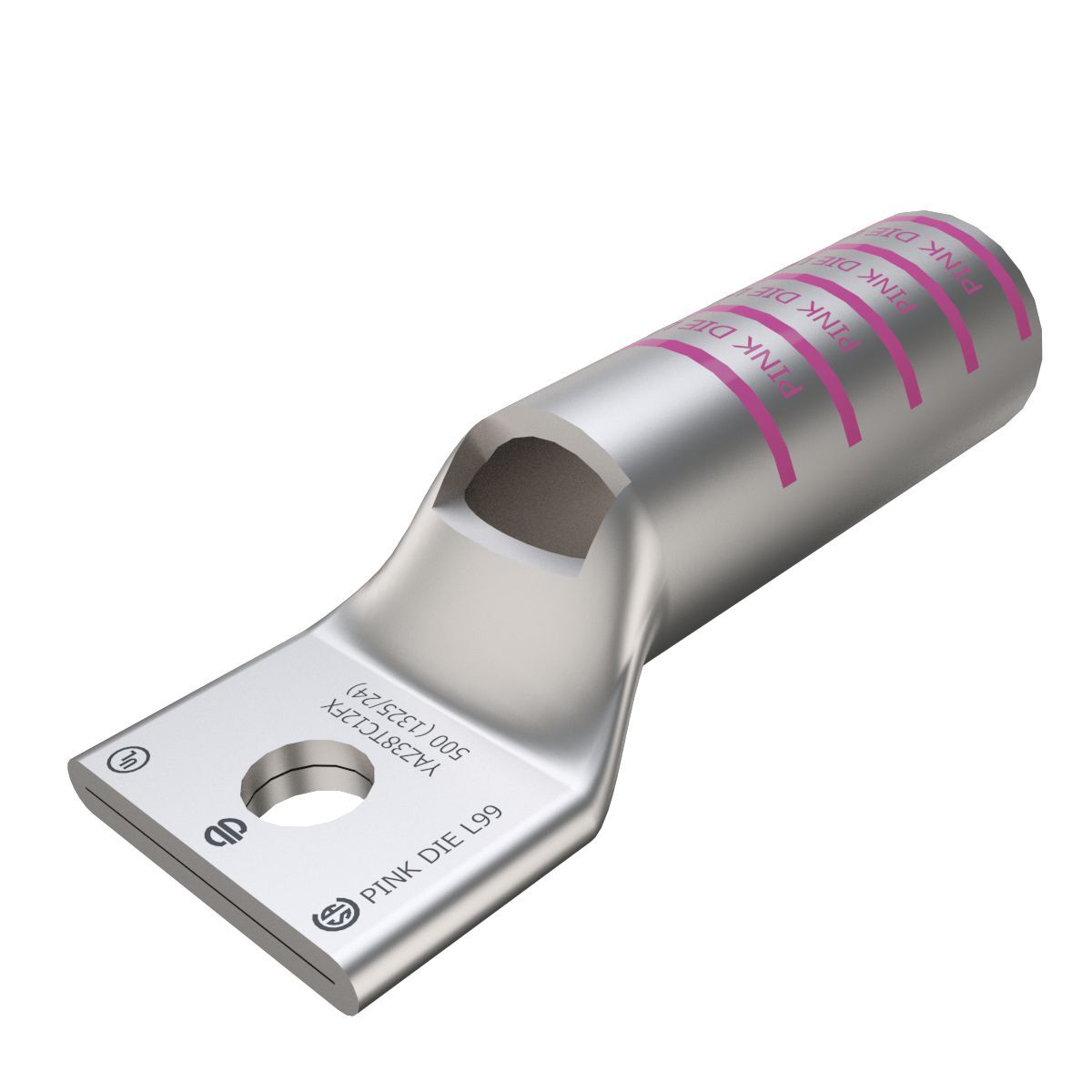 YAZ38TC12FX YAZ-TC-FX 1-Hole Compression Lug With Inspection Window, 535.3 kcmil Flexible Copper Conductor, Die Code: L99, 1/2 in Stud, Tin Plated Copper