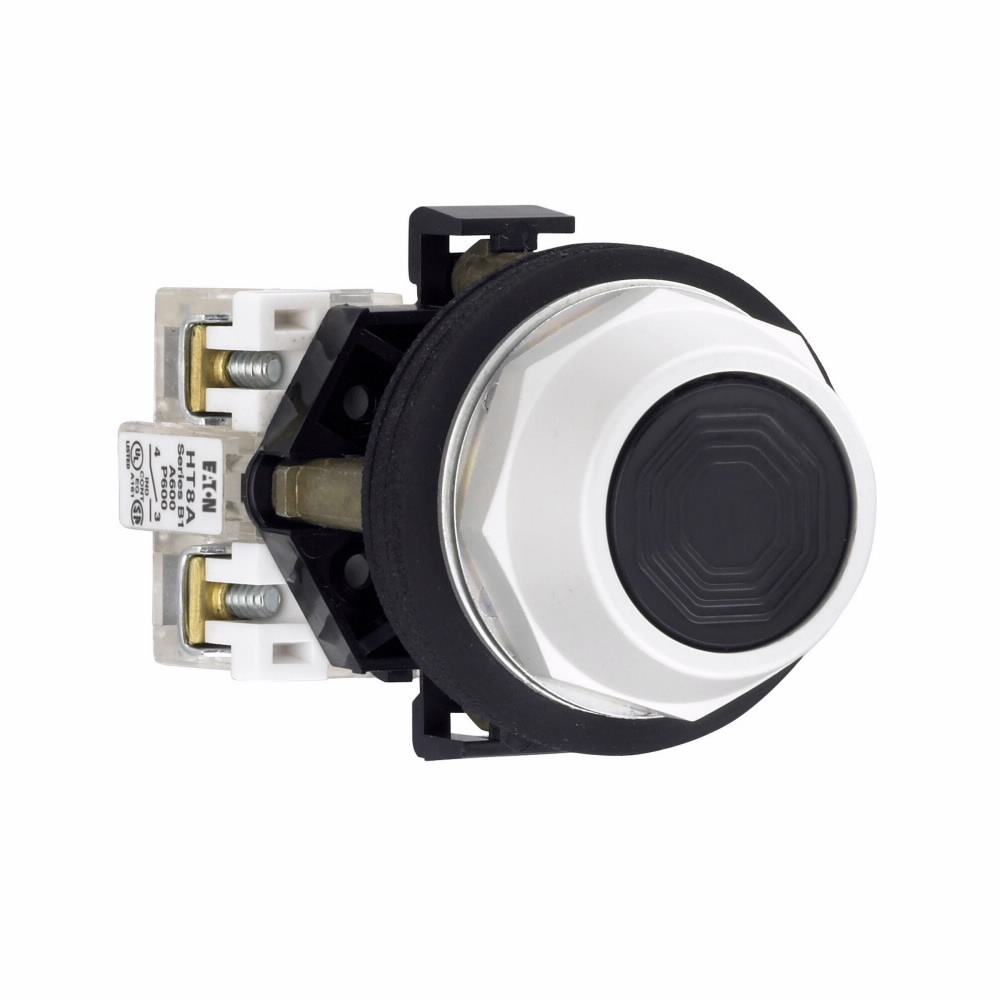 HT8AAHF1Q1 Oil/Watertight Non-Illuminated Pushbutton, 30.5 mm, 2NO-2NC Contact, Black