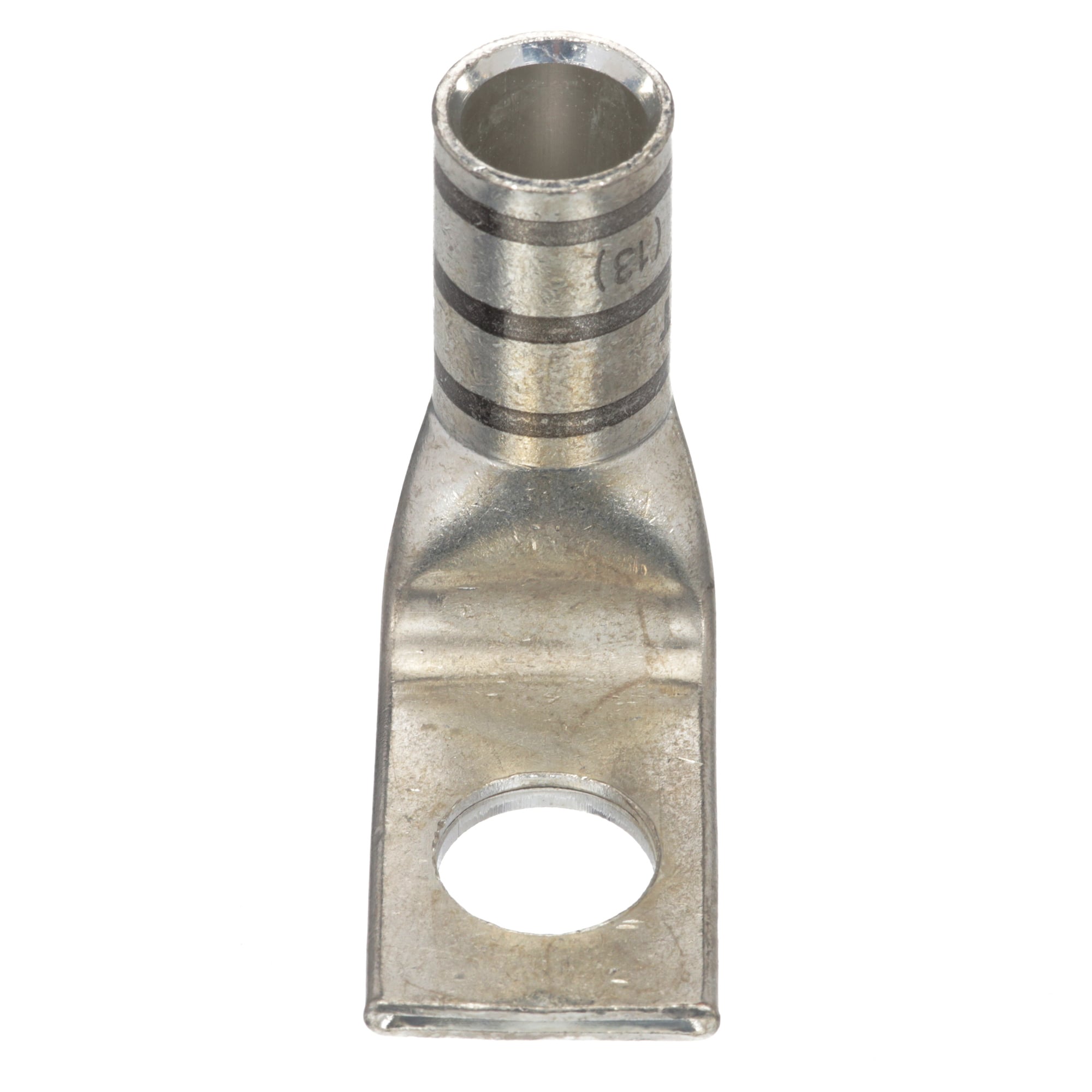 LCA2/0-12F-X Pan-Lug 1-Hole Compression Connector Lug, 2/0 AWG Stranded Copper Conductor, Die Code: P45, 42.767 in Stud, Tin Plated Copper