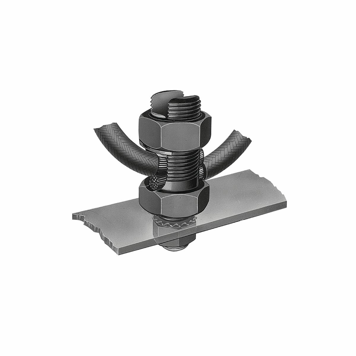 K2C31 Mechanical Grounding Connector, 1 AWG to 350 kcmil Conductor, 3/4 in Stud, Copper, Unplated