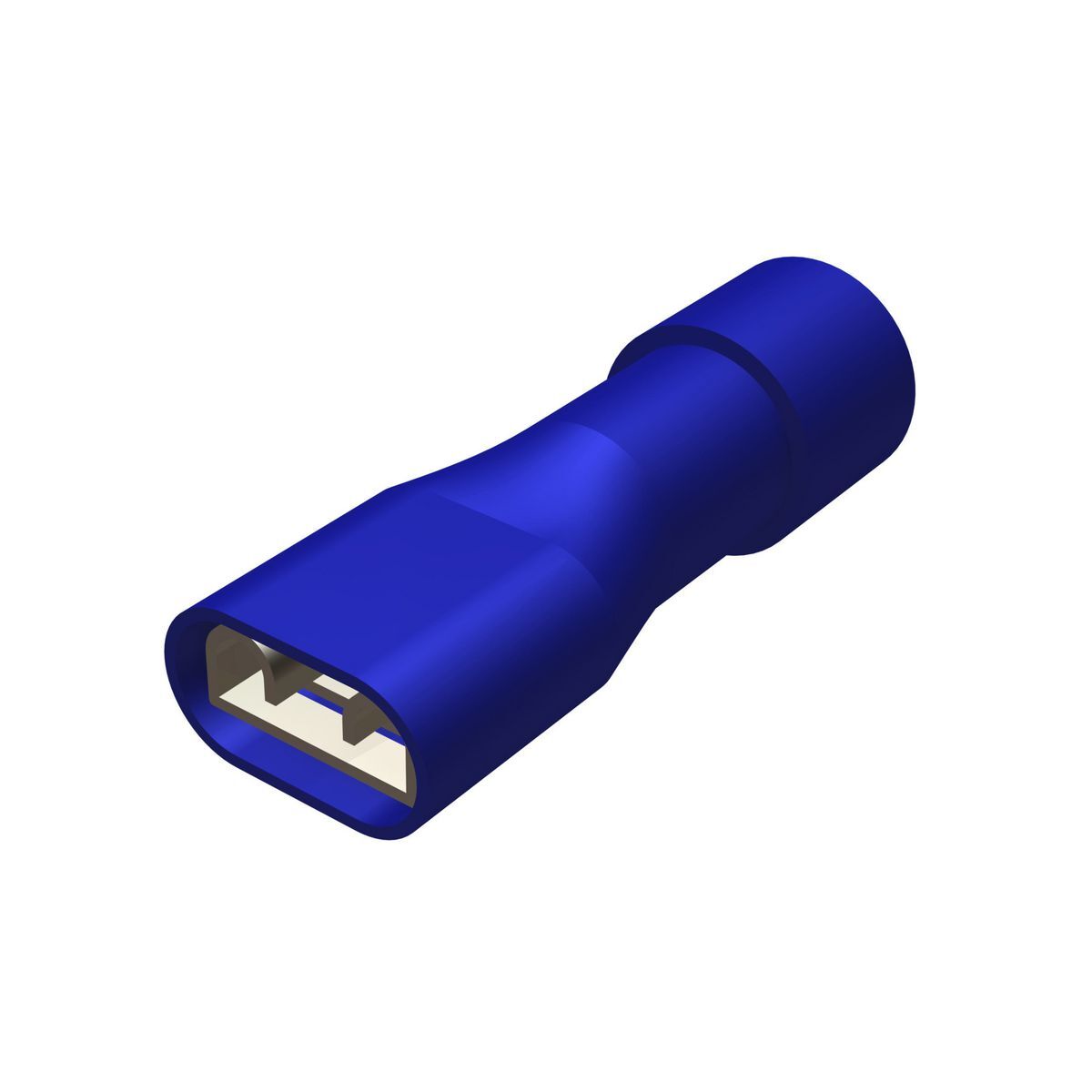 FQN14F25X03D Type QN-F Female Quick Disconnect, 16 to 14 AWG Conductor, 0.25 x 0.032 in Tab, Funnel Entry Barrel, Brass, Blue, Fully Insulated