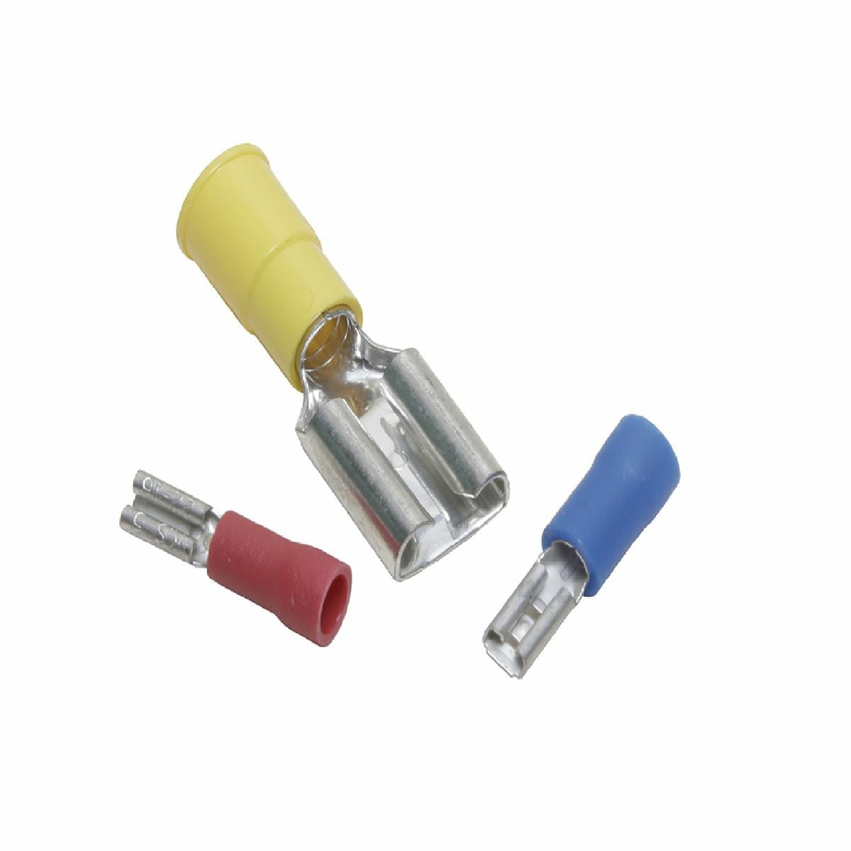 QP18F25X03D Vinyl Insulated Female Quick Disconnect, 22 to 18 AWG Stranded Copper Conductor, 0.87 in L, Brass, Red