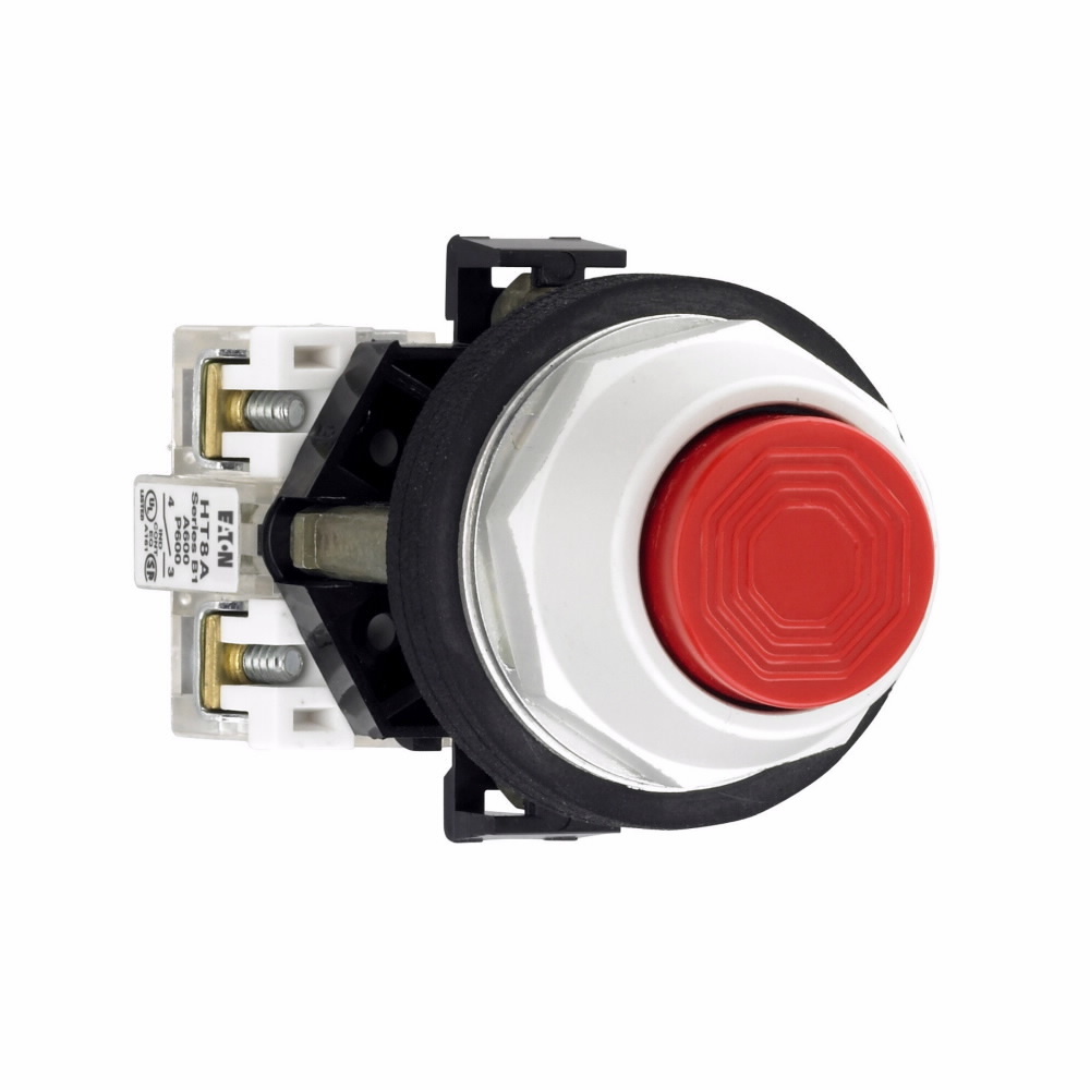 HT8ABRAB Oil/Watertight Non-Illuminated Pushbutton, 30.5 mm, 1NO-1NC Contact, Red