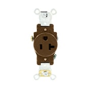 5351 1-Phase Duplex Heavy Duty Single Straight Blade Receptacle, 125 V AC, 20 A, 2 Poles, 3 Wires, Brown