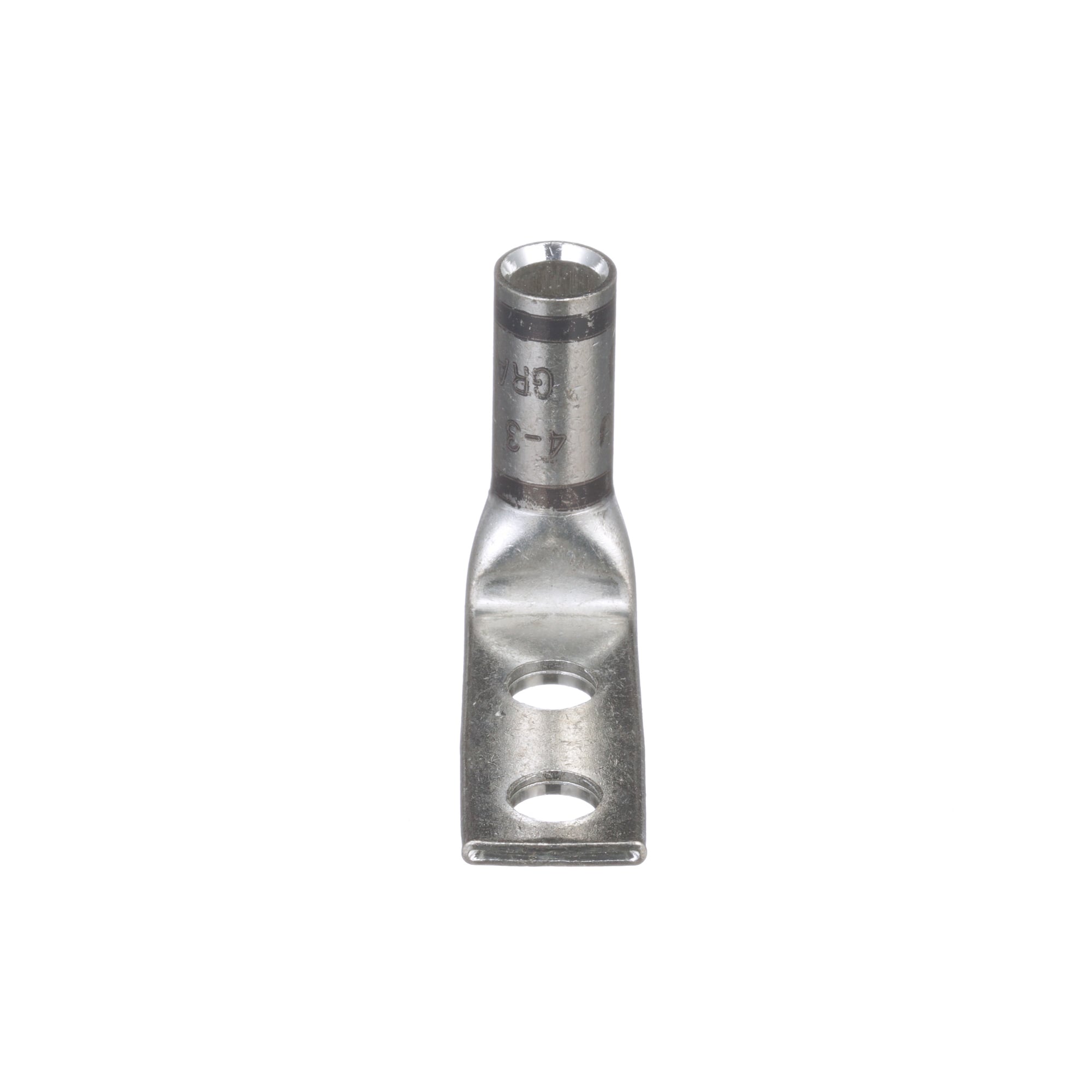 LCD4-14AF-L Pan-Lug LCD 2-Hole Compression Connector Lug With Inspection Window, 4 to 3 AWG, 2 AWG Solid/Stranded Copper Conductor, Die Code: P29, 42.826 in Stud, Tin Plated Copper