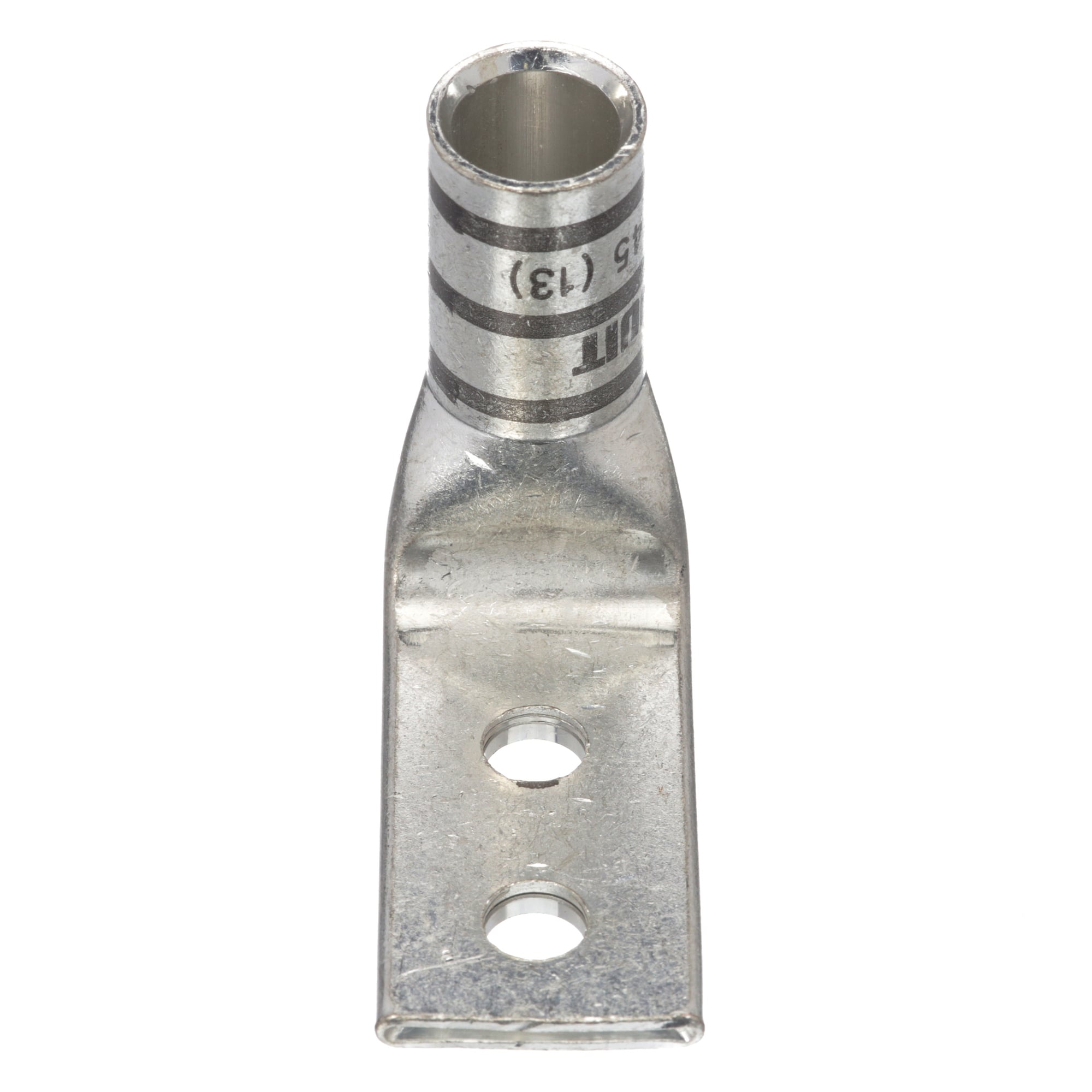 LCD2/0-14AF-X Pan-Lug LCD-F 2-Hole Compression Connector Lug, 2/0 AWG Flexible/Stranded Copper Conductor, Die Code: P45, 42.826 in Stud, Tin Plated Copper