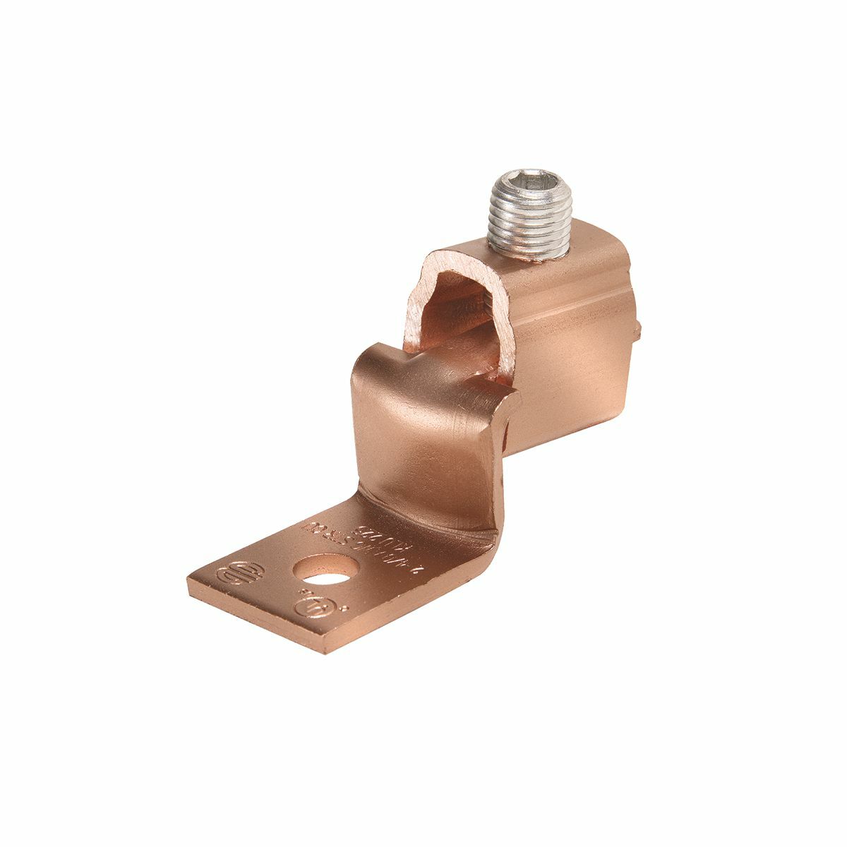 KLU35 Mechanical Terminal Lug, 14 to 6 AWG Stranded Solid Copper Conductor, #10 Stud, 1 Bolt Holes, Copper Alloy