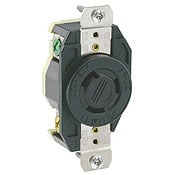 2310-B Grounding Locking Receptacle, 125 V AC, 20 A, 2 Poles, 3 Wires, Black