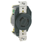 2410-B Grounding Locking Receptacle, 125/250 VAC, 20 A, 3 Poles, 4 Wires, Black