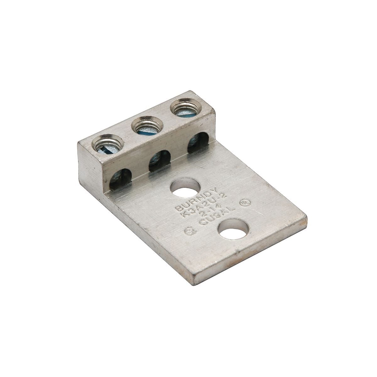 K3A2U2 K3A-U Dual Rated Universal Mechanical Bolted Lug and Terminal, 14 to 2 AWG Copper/Stranded Aluminum Conductor, 5/16 in Stud, 2 Bolt Holes, Aluminum