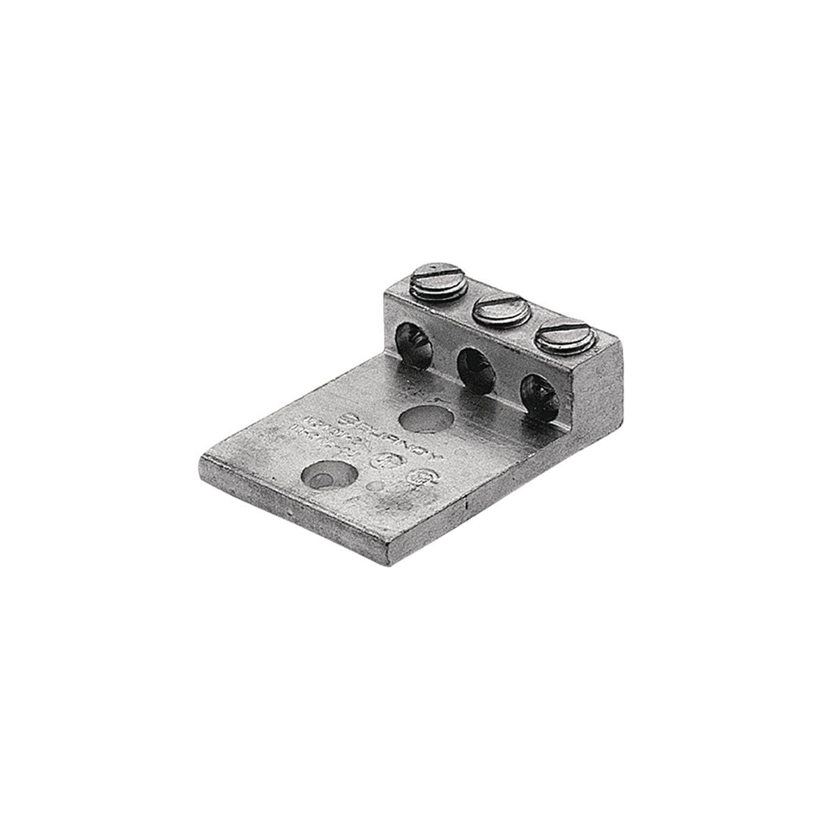 K3A25U2 K3A-U Dual Rated Universal Mechanical Bolted Lug and Terminal, 14 to 1/0 AWG Copper/Stranded Aluminum Conductor, 3/8 in Stud, 2 Bolt Holes, Aluminum
