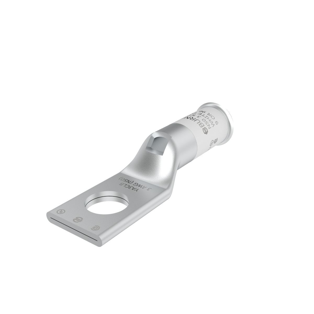 YA3CLB YA-LB 1-Hole Compression Lug With Inspection Window, 3 AWG Stranded Copper Conductor, Die Code: 1016, 5/16 in Stud, Electro Plated Tin Copper