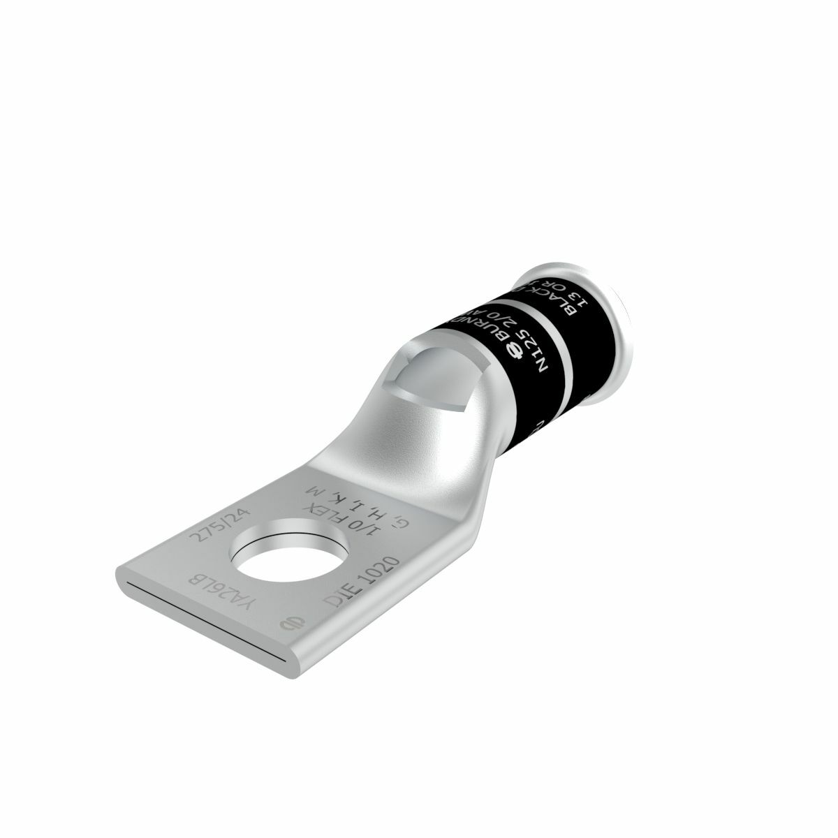 YA26LB YA-LB 1-Hole Compression Lug With Inspection Window, 2/0 AWG Solid/Stranded Copper Conductor, Die Code: 13, 3/8 in Stud, Electro Plated Tin Copper