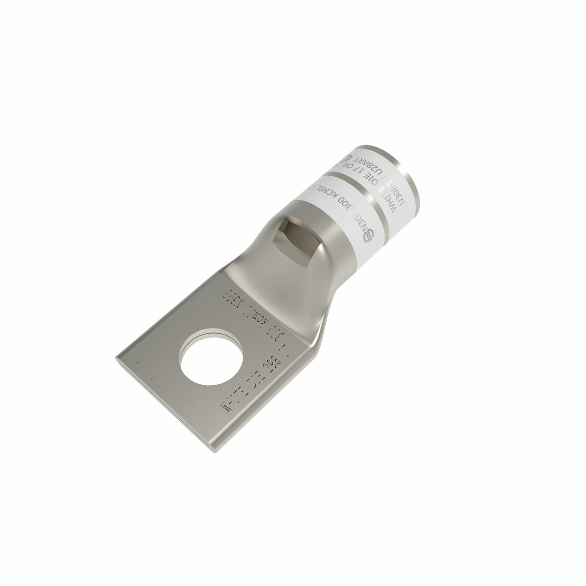 YA30L YA-L 1-Hole Compression Lug With Inspection Window, 300 kcmil Stranded Copper Conductor, Die Code: 17, 1/2 in Stud, Copper