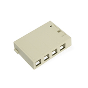 41089-4IP QuickPort 4-Port Outlet Box, Snap-In Module, For Use With Individual QuickPort Snap-In Connector Module, Surface Mount, Plastic