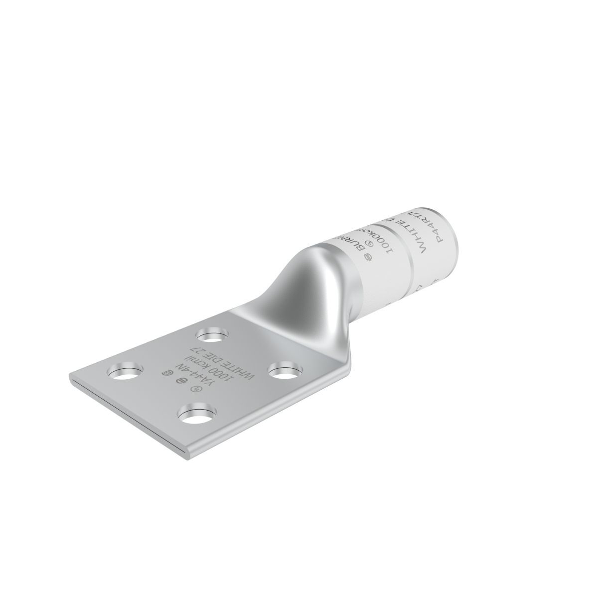 YA444N YA Series 4-Hole Compression Connector Lug, 1000 kcmil Stranded Copper Conductor, Die Code: 27, 1/2 in Stud, Tin Plated Copper