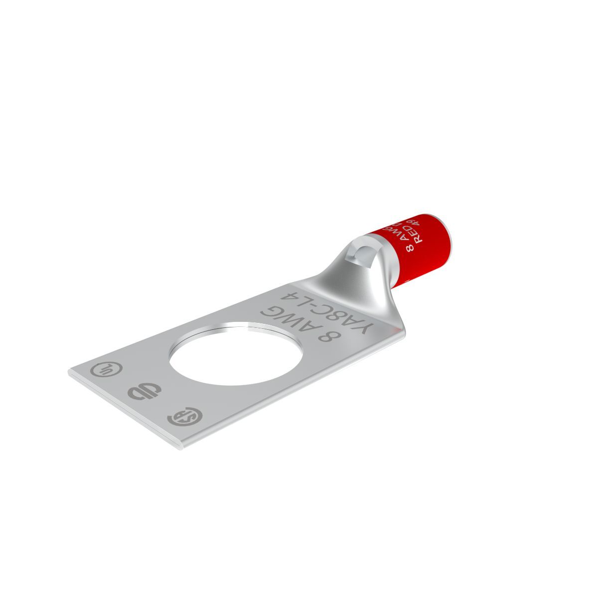 YA8CL4BOX YA-L 1-Hole Compression Lug With Inspection Window, 8 AWG Flexible/Solid/Stranded Copper Conductor, Die Code: 49, 1/2 in Stud, Copper