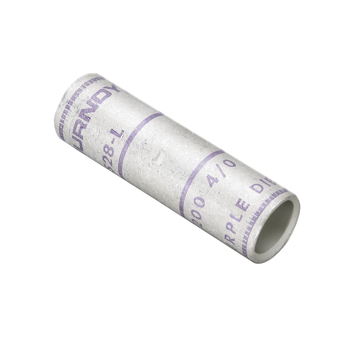 YS28LBOX Type YS-L Standard Barrel Compression Butt Splice, 4/0 AWG Conductor, 2.32 in L, Short Barrel, Copper, Purple