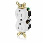 Tamper-Resistant Duplex Receptacle. Flat Face. 2-Pole/ 3-Wire. Nema 5-15R. 15A-125V. Fed-spec. Self-ground. Back And Side Wired. Industrial Spec Grade - White
