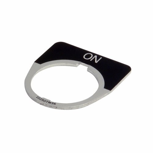 10250TM35 Standard Legend Plate, 0.1 in H x 1.6 in W, Half Round Plate, Aluminum/Die Cast Zinc, Black Field