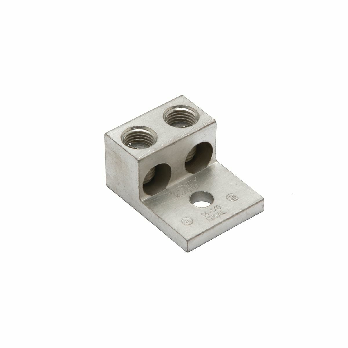 K2A25U K2A-U Dual Rated Universal Mechanical Bolted Lug and Terminal, 14 to 1/0 AWG Copper/Stranded Aluminum Conductor, 1/4 in Stud, 1 Bolt Hole, Aluminum