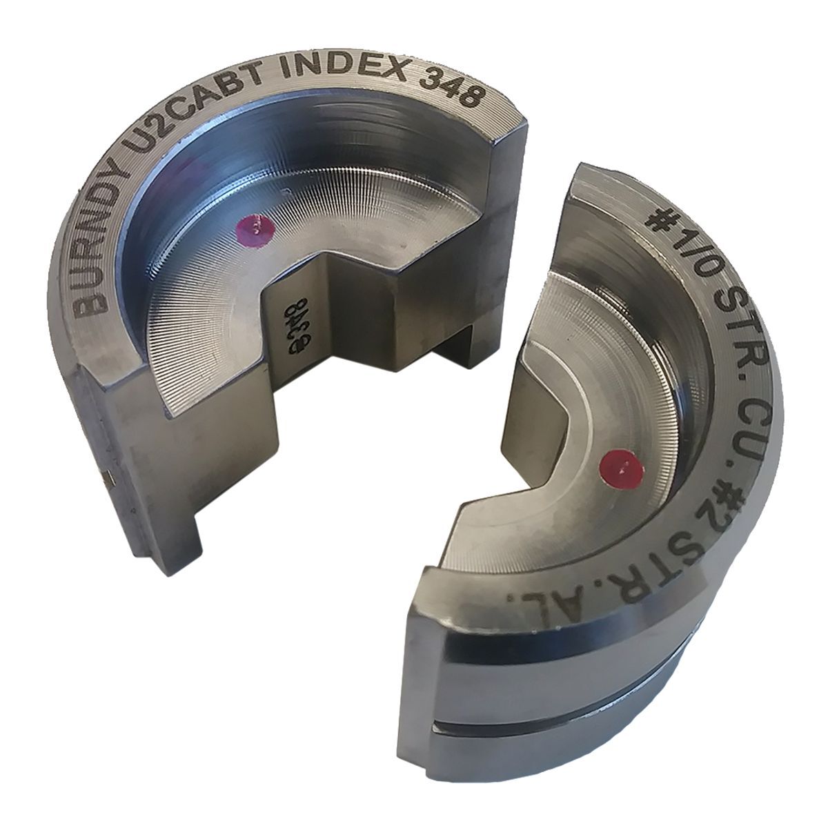 U2CABT Style U Hex Butting Twin Crimping Die, 2 AWG Aluminum/Stranded Cable, Stainless Steel