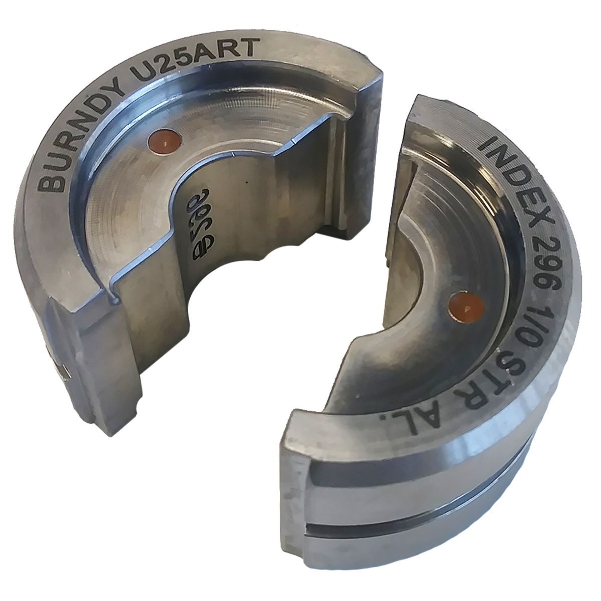 U25ART Style U Circular Butting Twin Crimping Die, 1/0 AWG Aluminum Cable, Stainless Steel