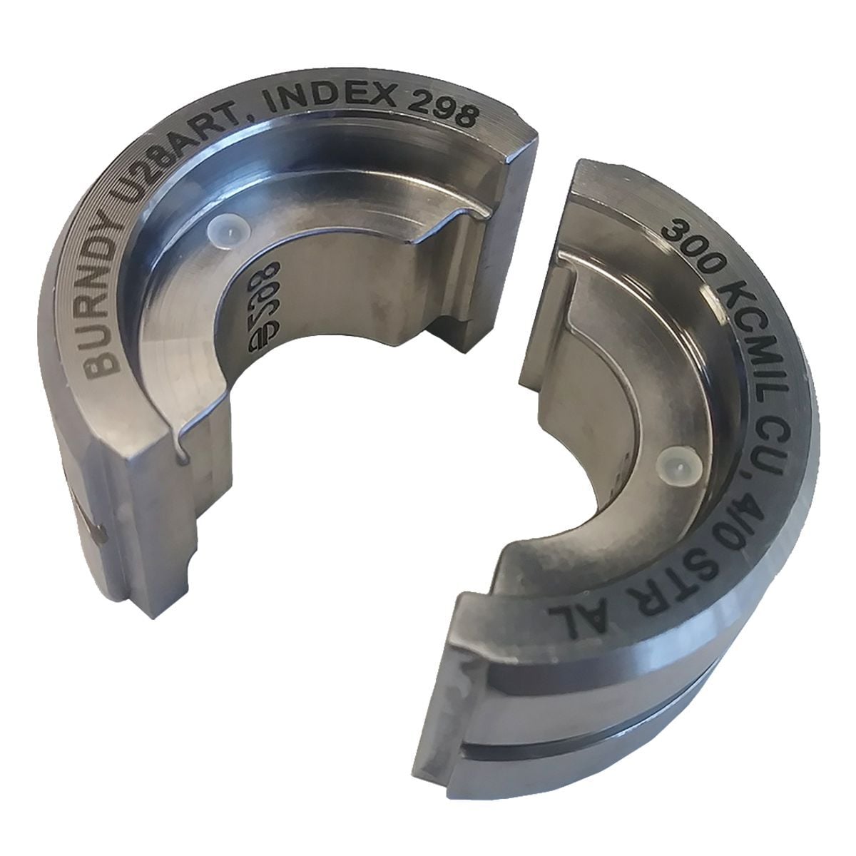 U28ART Style U Circular Butting Twin Crimping Die, 4/0 kcmil Aluminum Cable, Stainless Steel