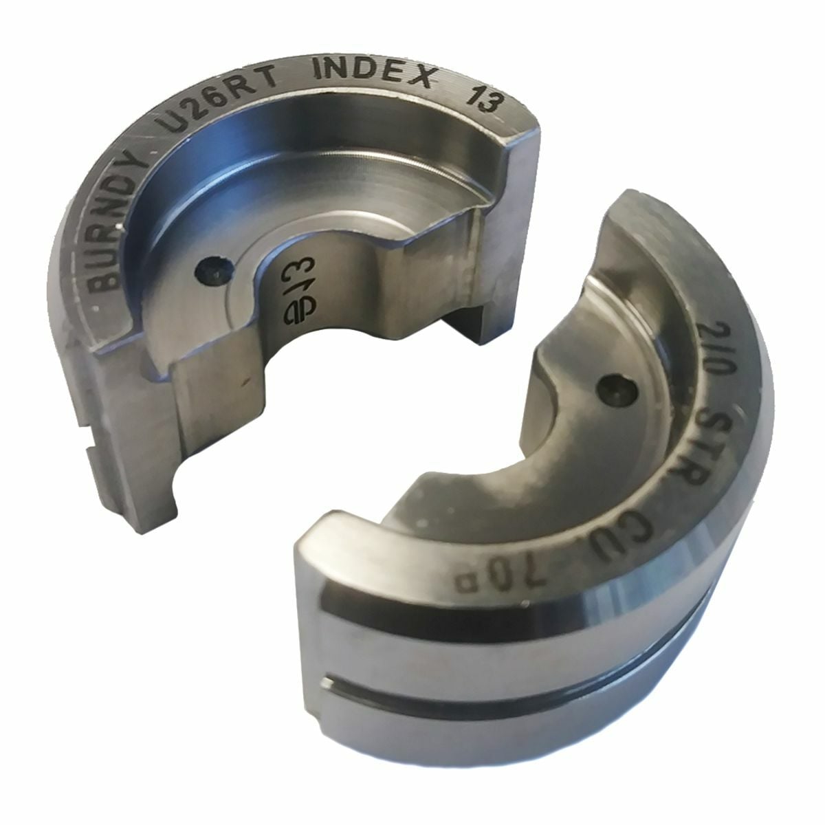 U26RT Style U Circular Butting Twin Crimping Die, 2/0 AWG Copper/Stranded Cable, Stainless Steel
