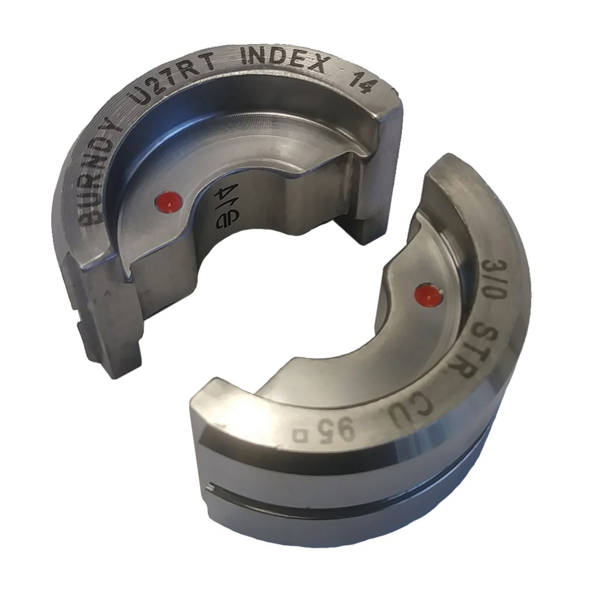 U27RT Style U Circular Butting Twin Crimping Die, 3/0 AWG Copper Cable, Stainless Steel