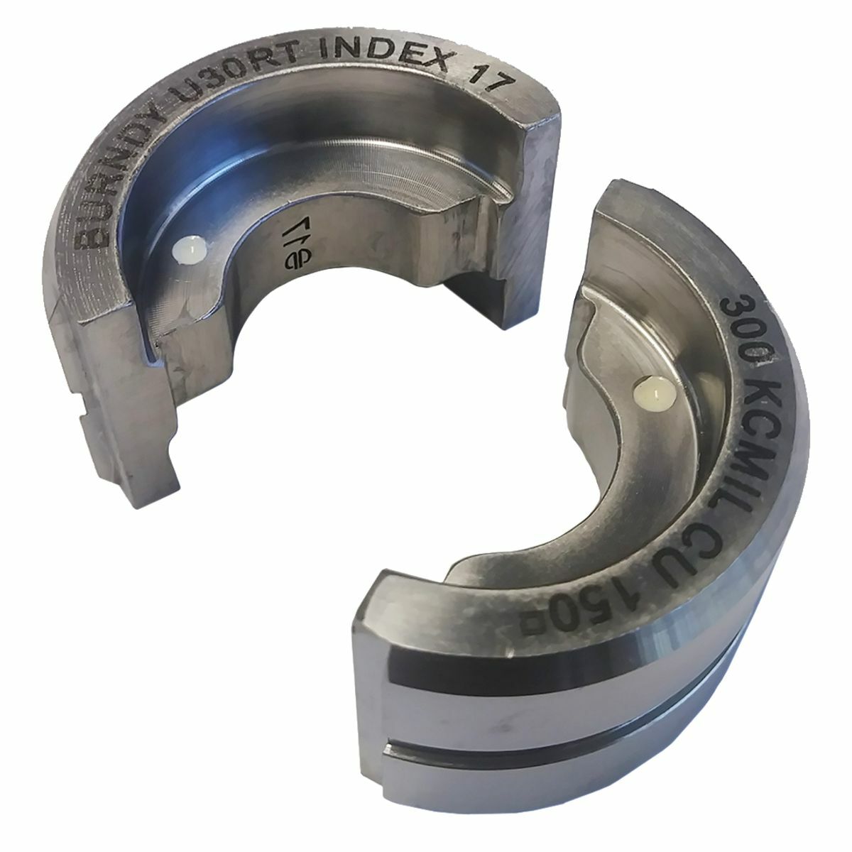 U30RT Style U Circular Butting Twin Crimping Die, 300 kcmil Copper Cable, Stainless Steel