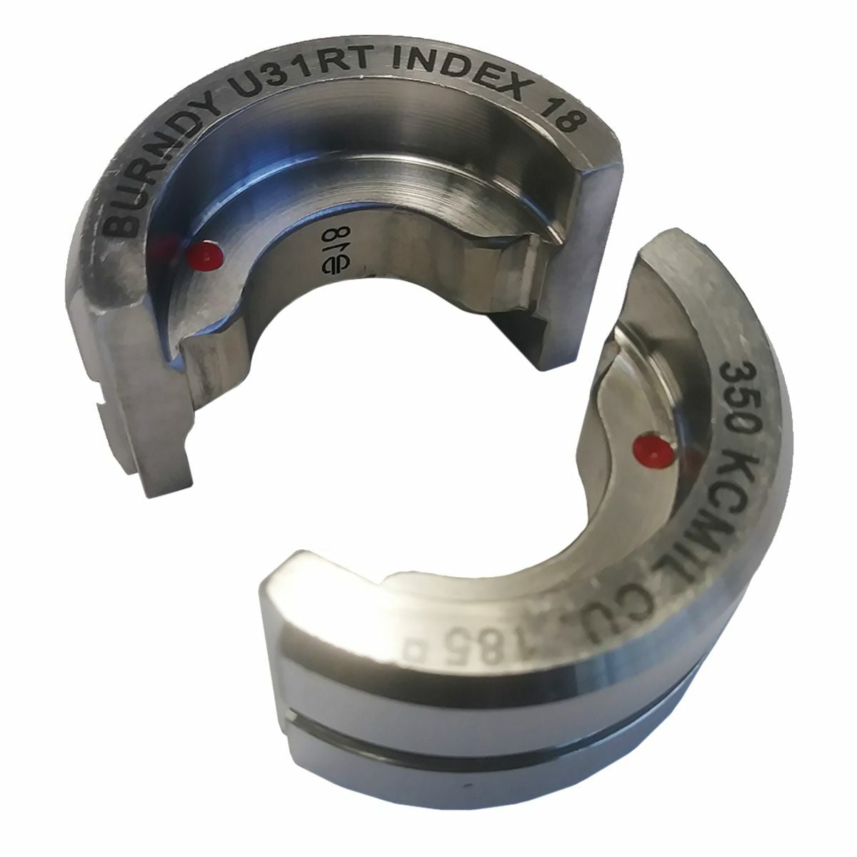 U31RT Style U Circular Butting Twin Crimping Die, 350 kcmil Copper Cable, Stainless Steel