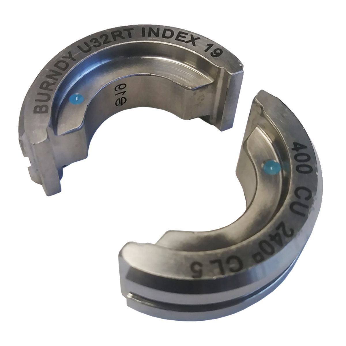 U32RT Style U Circular Butting Twin Crimping Die, 400 kcmil Copper Cable, Stainless Steel
