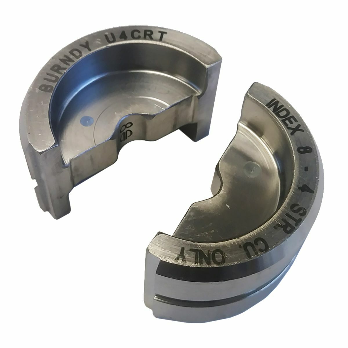U4CRT Style U Circular Butting Twin Crimping Die, 4 AWG Copper Cable, Stainless Steel