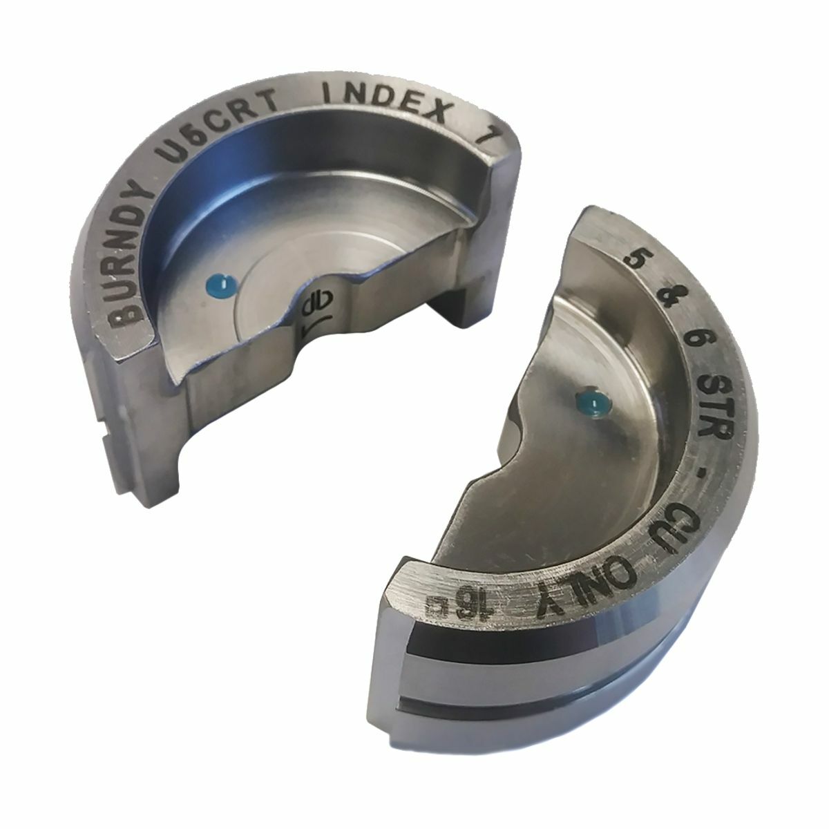 U5CRT Style U Circular Butting Twin Crimping Die, 6 AWG Copper Cable, Stainless Steel
