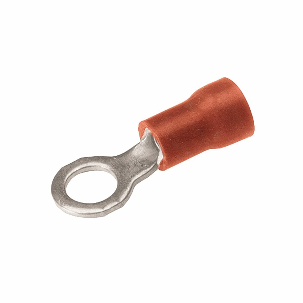 TP1610 TP Series Insulated Ring Tongue Terminal, 22 to 16 AWG Conductor, 0.85 in L, Shrouded Barrel, Electrolytic Copper, Red
