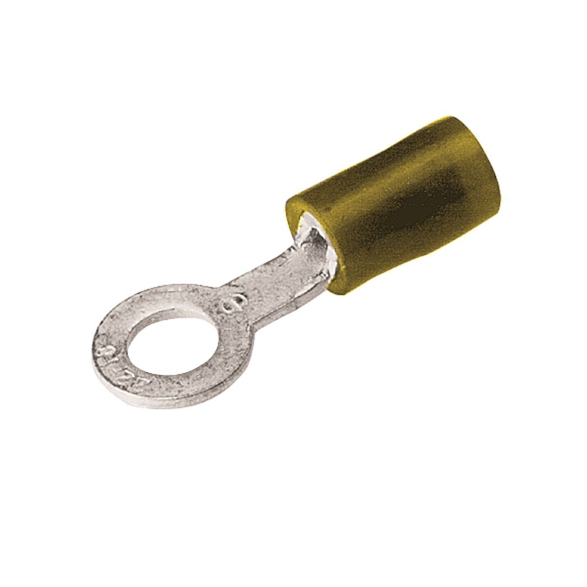 TN1010 TN Series Heavy Duty Insulated Ring Tongue Terminal, 12 to 10 AWG Conductor, 1.12 in L, Brazed Seam Barrel, Copper, Yellow