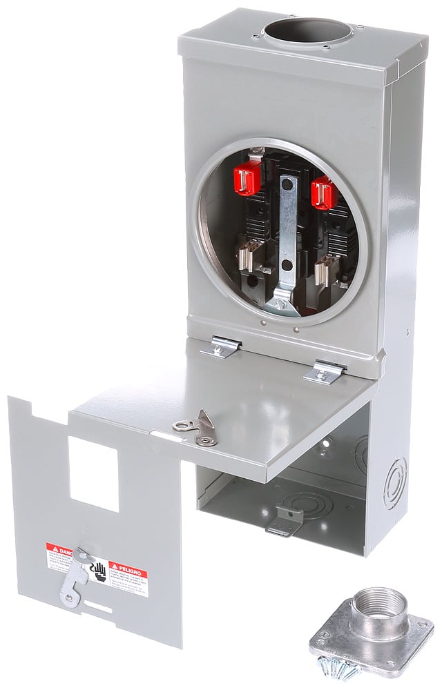 MM0202ML1100S Meter Main Lug, 2 Spaces, 2 Circuits, 100 Amp, 4 Jaw, OH, UG, Ringed, Surface
