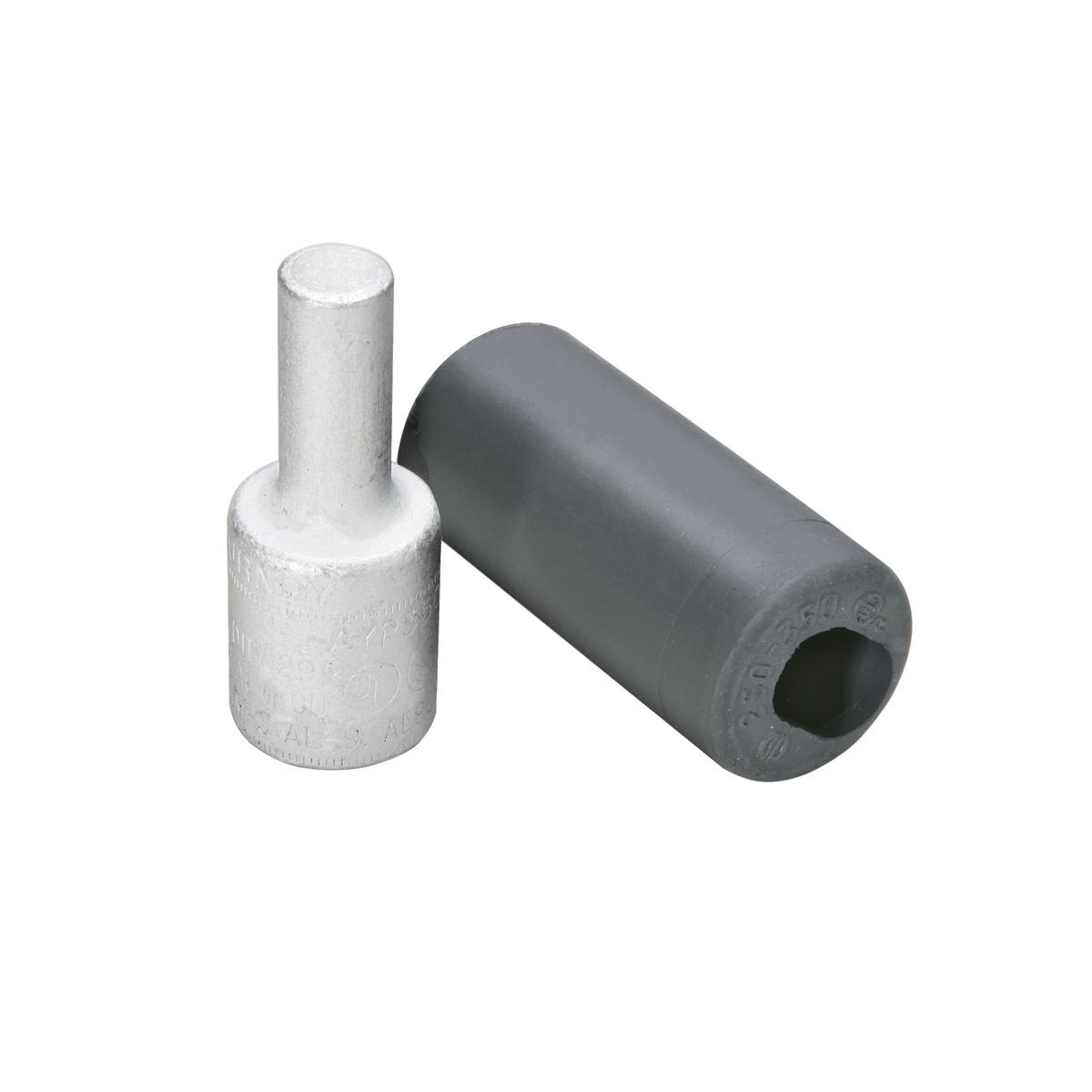 AYP250 Type AYPO Straight Compression Pin Adapter, 250 kcmil Conductor, Die Code: 299 Element A, 0.47 in Dia x 1.22 in L Pin, Aluminum